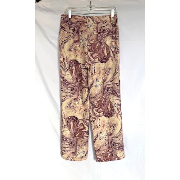 Scotch & Soda Pink Marble Print Pants Edie Wide Leg Size 29, Silk Satin Feel - Picture 3 of 7